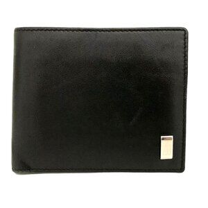 DUNHILL Black Leather Logo Bifold Men Wallet #1218